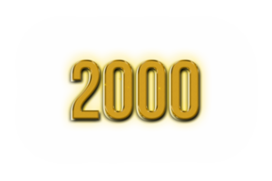 2000 subscribers celebration greeting Number with golden design png