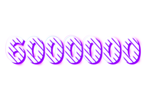 6000000 subscribers celebration greeting Number with stripe design png