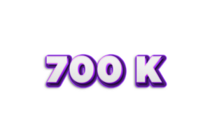 700 k suscriptores celebracion saludo número con púrpura 3d diseño png