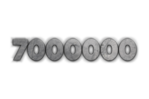 7000000 subscribers celebration greeting Number with concrete design png