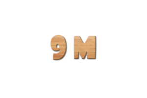 9 million subscribers celebration greeting Number with wood design png