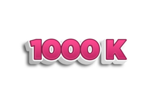 1000 k prenumeranter firande hälsning siffra med rosa 3d design png