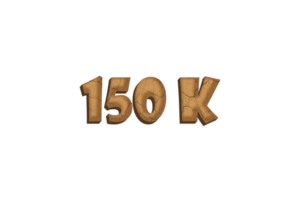 150 K iscritti celebrazione saluto numero con argilla design png