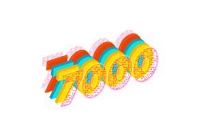 7000 subscribers celebration greeting Number with tech design png