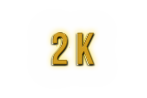 2 k subscribers celebration greeting Number with golden design png