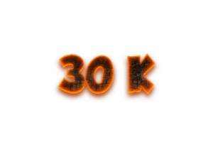 30 k subscribers celebration greeting Number with coal design png