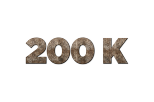 200 million subscribers celebration greeting Number with old walnut wood design png