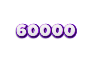 60000 les abonnés fête salutation nombre avec violet conception png