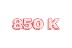 850 k subscribers celebration greeting Number with rose gold design png