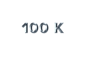 100 k subscribers celebration greeting Number with grey metal design png