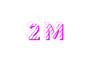 2 million subscribers celebration greeting Number with stripe design png