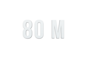 80 millón suscriptores celebracion saludo número con mínimo diseño png