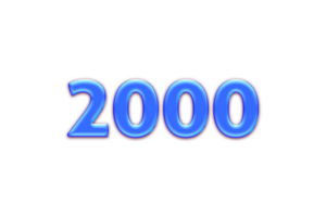 2000 abonnees viering groet aantal met blauw glans ontwerp png