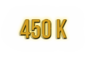 450 k subscribers celebration greeting Number with golden design png