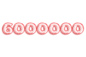 6000000 subscribers celebration greeting Number with rose gold design png
