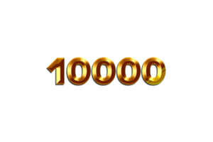 10000 subscribers celebration greeting Number with golden design png