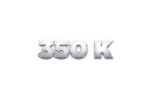 350 k suscriptores celebracion saludo número con metal diseño png