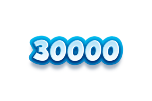 30000 subscribers celebration greeting Number with modren blue design png