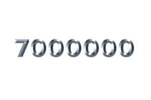 7000000 subscribers celebration greeting Number with grey metal design png