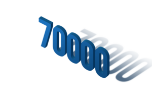 70000 subscribers celebration greeting Number with isomatric design png