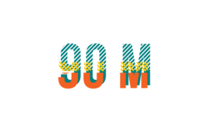 90 million subscribers celebration greeting Number with stripe design png