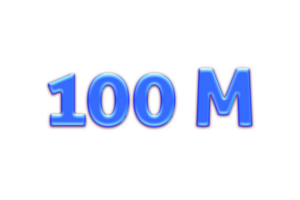 100 million subscribers celebration greeting Number with blue glosse design png