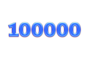 100000 suscriptores celebracion saludo número con azul brillo diseño png