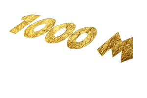 1000 million subscribers celebration greeting Number with golden paper design png