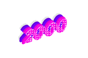 2000 subscribers celebration greeting Number with multi layer design png