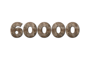 60000 subscribers celebration greeting Number with old walnut wood design png