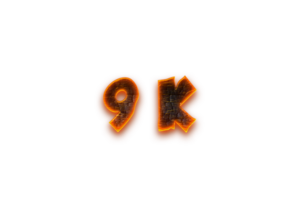 9 k subscribers celebration greeting Number with coal design png