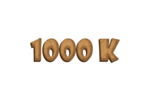 1000 k subscribers celebration greeting Number with rustic clay design png