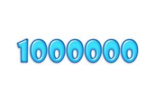 1000000 subscribers celebration greeting Number with blue glossi design png