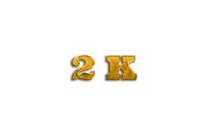 2 k subscribers celebration greeting Number with golden design png