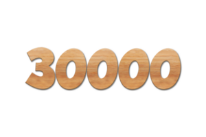 30000 subscribers celebration greeting Number with oak wood design png