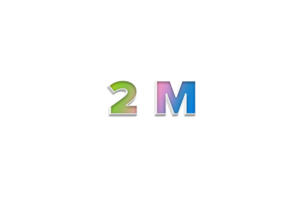 2 million subscribers celebration greeting Number with 3d extrude design png