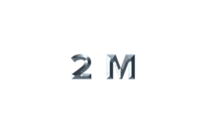 2 million subscribers celebration greeting Number with grey metal design png