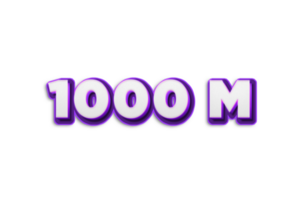 1000 million subscribers celebration greeting Number with purple 3d design png