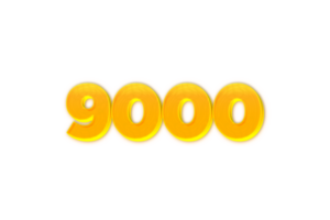 9000 subscribers celebration greeting Number with yellow design png