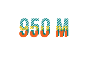 950 million subscribers celebration greeting Number with stripes design png