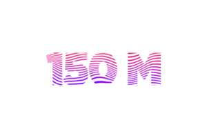 150 million subscribers celebration greeting Number with waves design png