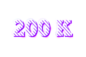 200 million subscribers celebration greeting Number with stripe design png