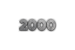 2000 subscribers celebration greeting Number with concrete design png