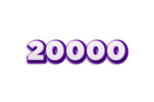 20000 subscribers celebration greeting Number with purple 3d design png