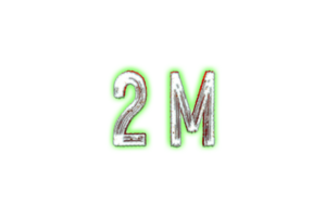 2 million subscribers celebration greeting Number with horror design png