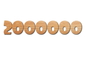 2000000 subscribers celebration greeting Number with wood design png