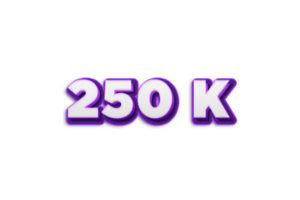 250 k abonnees viering groet aantal met Purper 3d ontwerp png