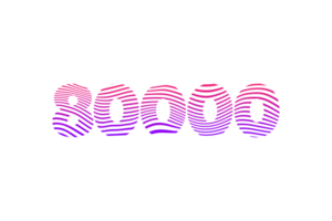 80000 suscriptores celebracion saludo número con olas diseño png