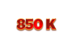 850 k subscribers celebration greeting Number with fruity design png