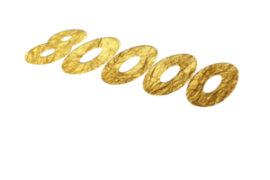 80000 suscriptores celebracion saludo número con dorado papel diseño png
